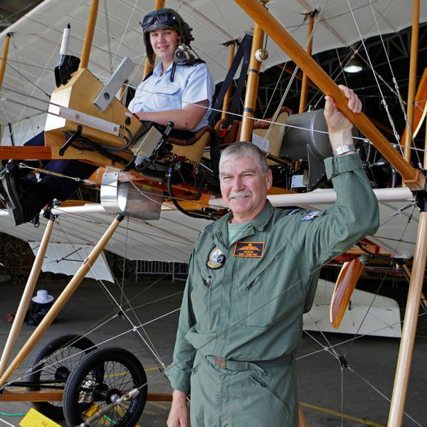Cadet and the historic plane