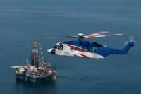 Helicopter near landing platform
