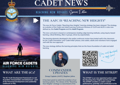 Thumbnail image of the top half of the Reaching New Heights special edition of AAFC Cadet News