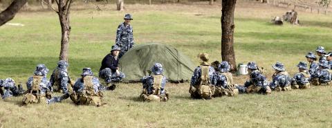 Cadets around tent setup